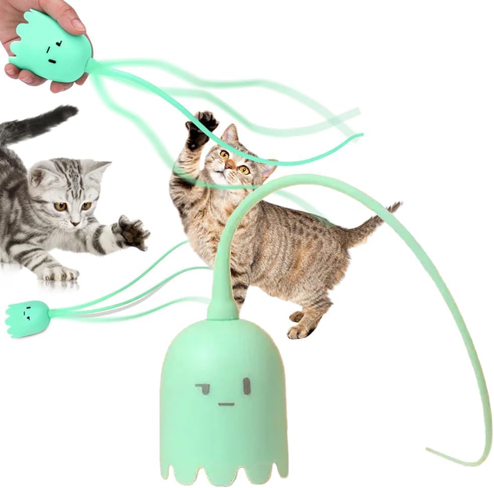 L8star 2-in-1 Cat Wand Toy: Automatic Silicone Tail Teaser & Interactive Rechargeable Kitten Exercise Toy