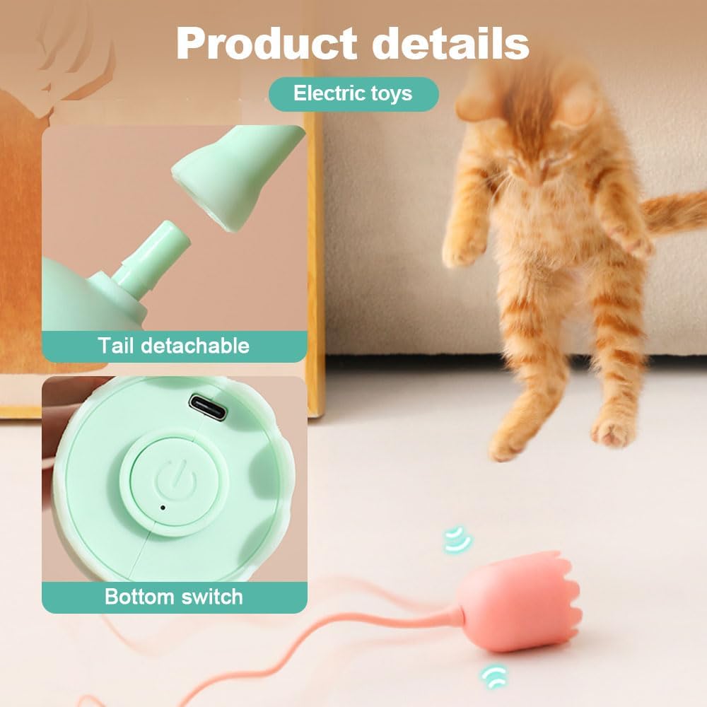 L8star 2-in-1 Cat Wand Toy: Automatic Silicone Tail Teaser & Interactive Rechargeable Kitten Exercise Toy