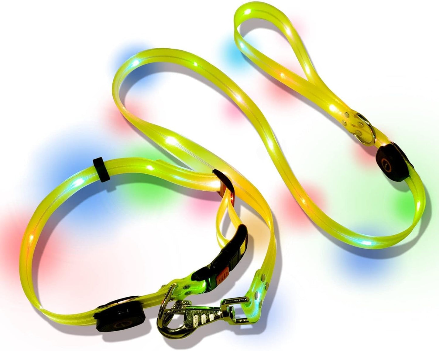 Led Light Up Dog Collar and Leash for Night Time Walking Glow in The Dark Dog Leashes and Collars Set Waterproof Rechargeable