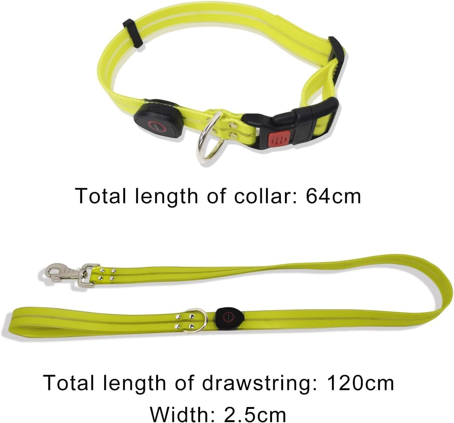 Led Light Up Dog Collar and Leash for Night Time Walking Glow in The Dark Dog Leashes and Collars Set Waterproof Rechargeable