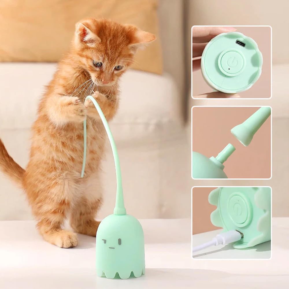 L8star 2-in-1 Cat Wand Toy: Automatic Silicone Tail Teaser & Interactive Rechargeable Kitten Exercise Toy
