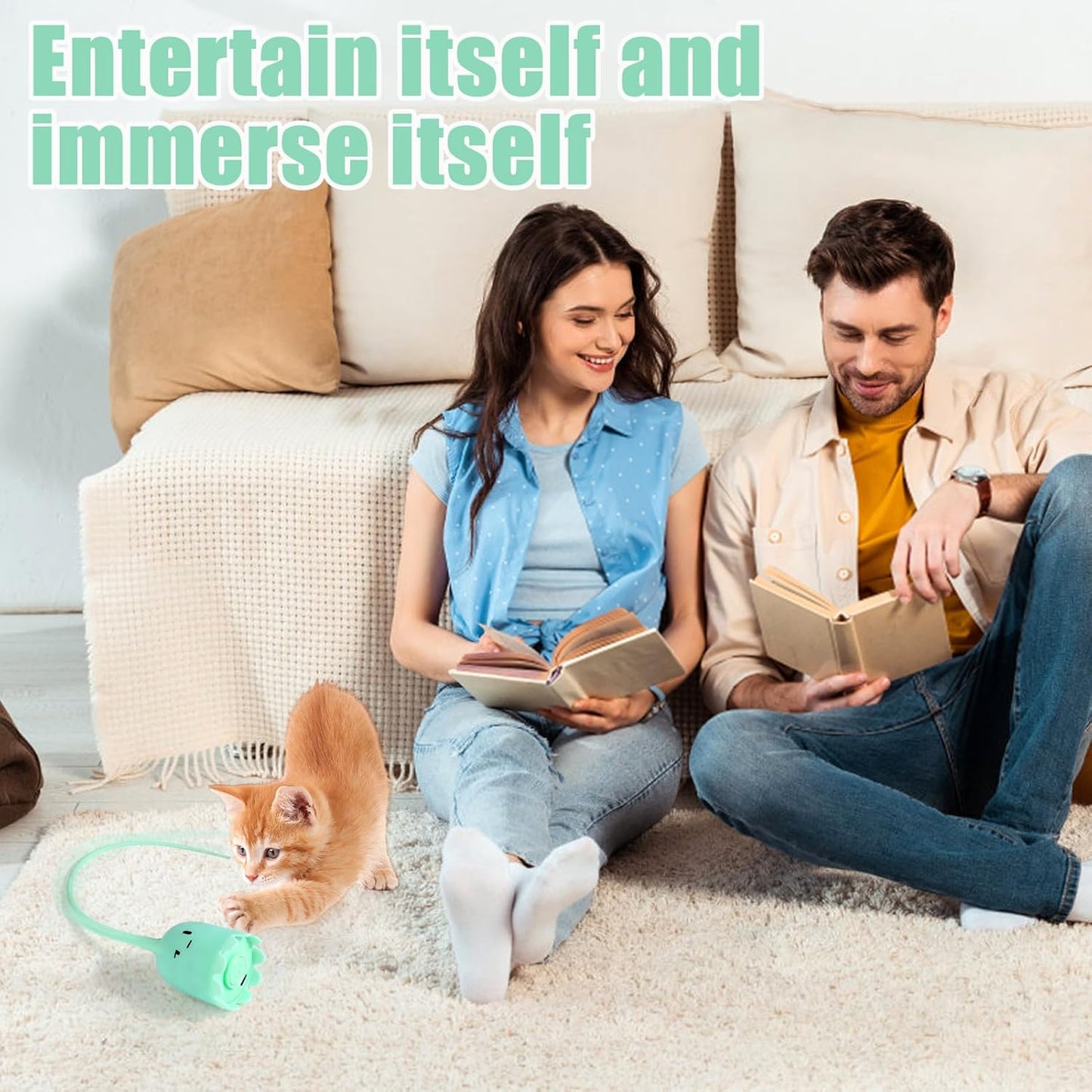 L8star 2-in-1 Cat Wand Toy: Automatic Silicone Tail Teaser & Interactive Rechargeable Kitten Exercise Toy