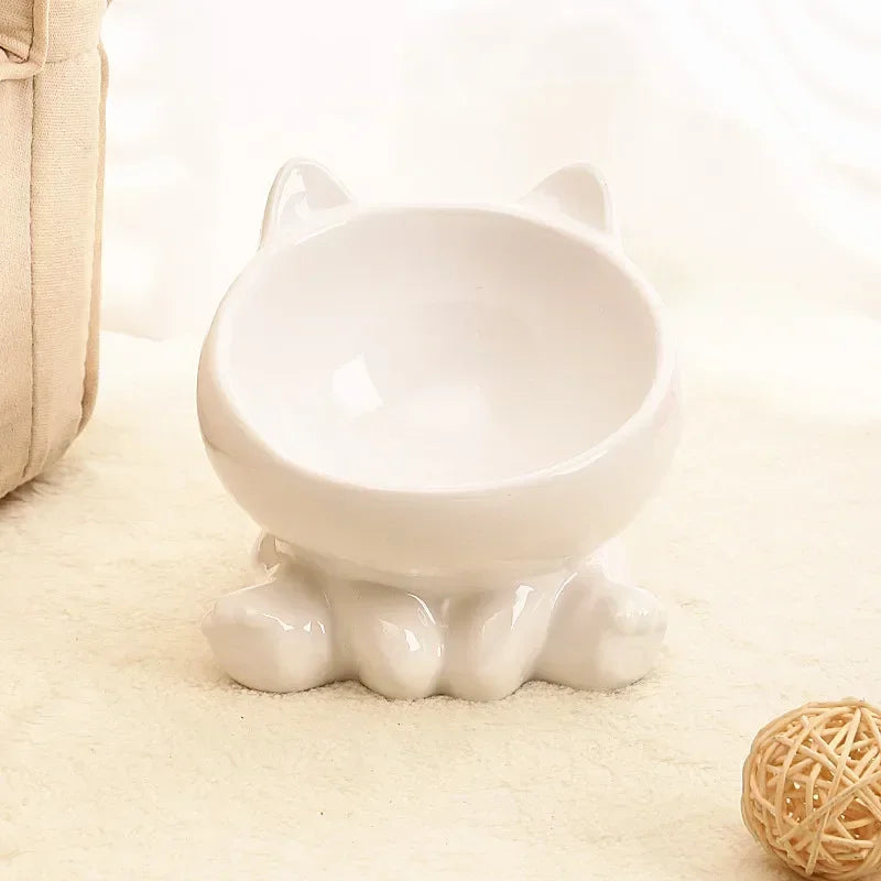 Ceramic Cat Bowl |Elevated Design for Better Posture