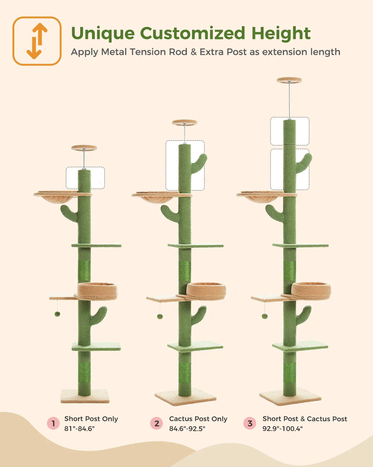 Adjustable Height Cactus Cat Tree