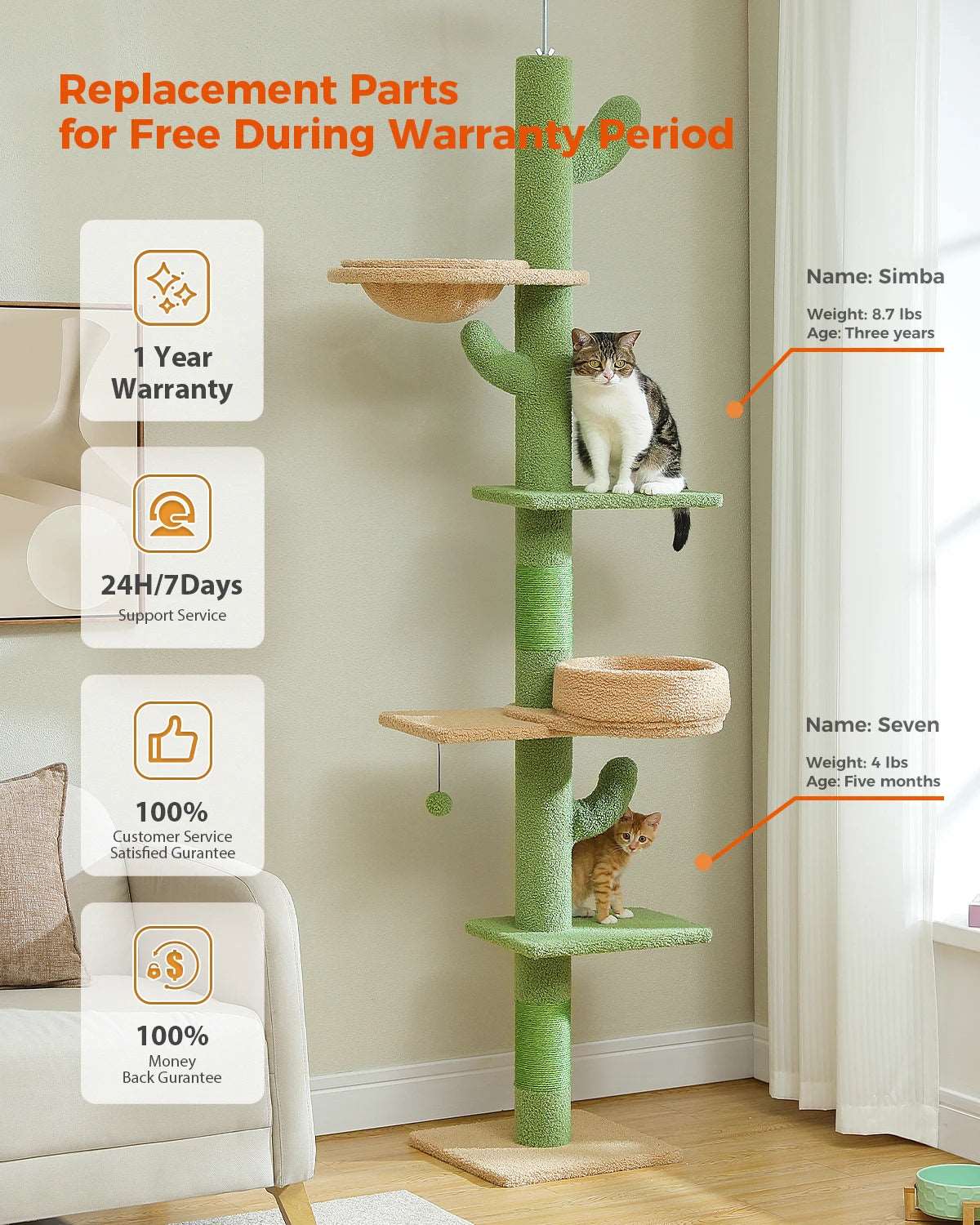 Adjustable Height Cactus Cat Tree