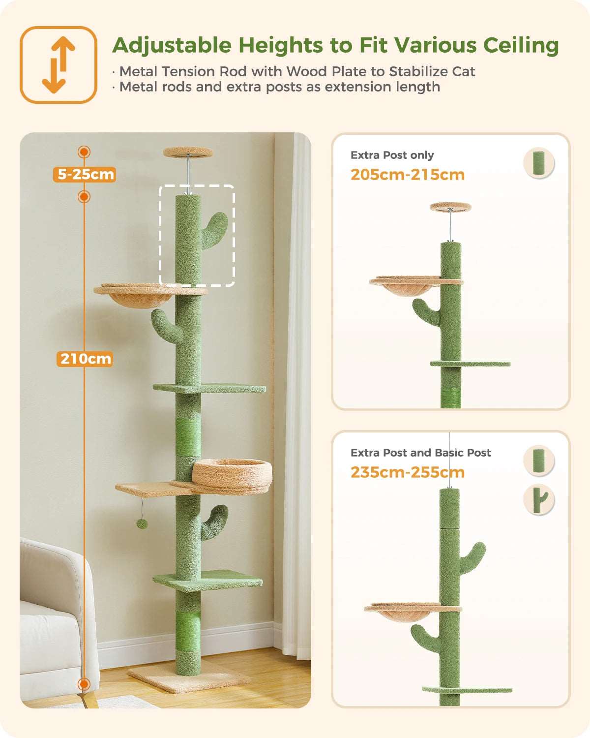 Adjustable Height Cactus Cat Tree