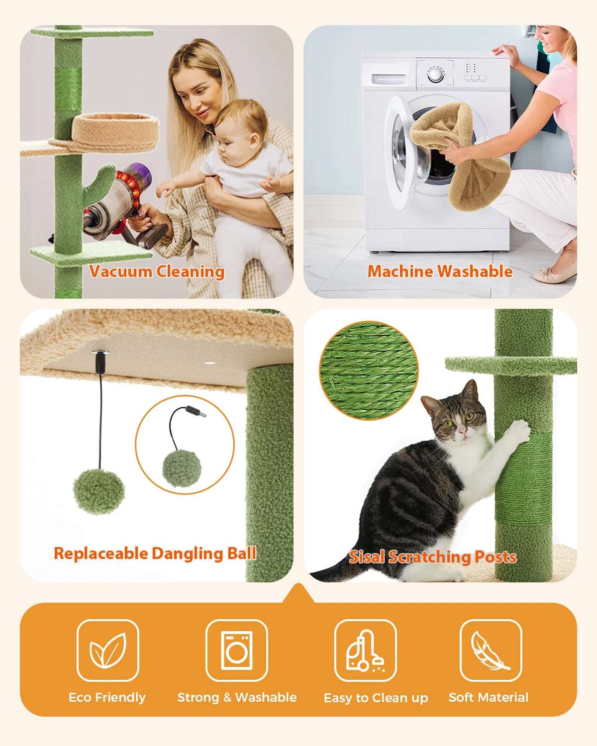 Adjustable Height Cactus Cat Tree