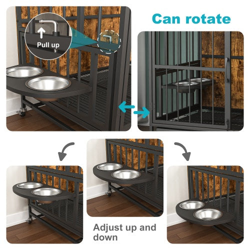 Modern Kennel Dog House With Multifunctional Removable Tray, Double Door Dog House