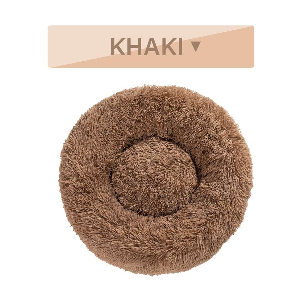 Fluffy Donut Dog Bed Warm Soft Long Plush Pet Cushion Dog House Cat Bed Washable Pet Sofa Mat Calming Samll Large Dog Beds