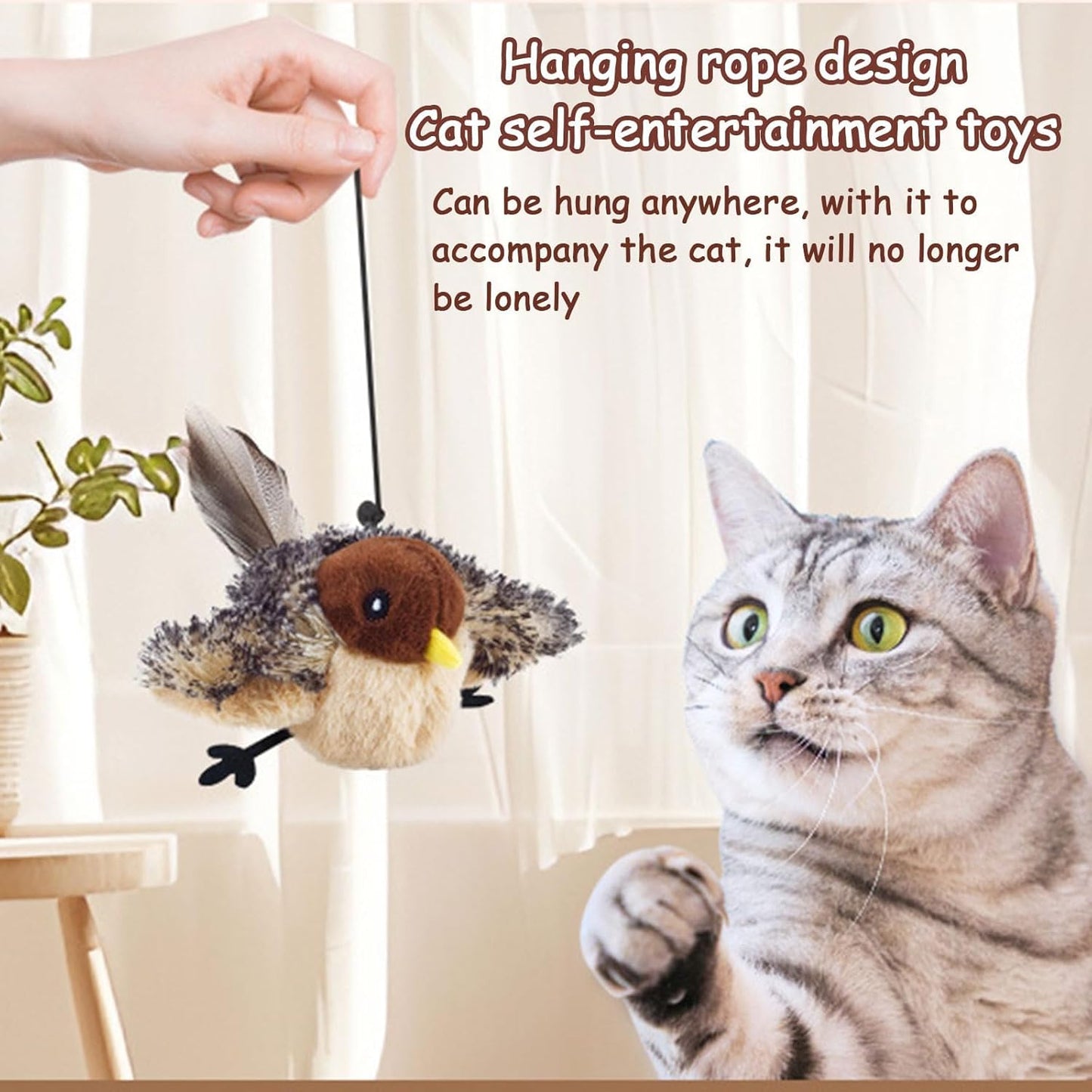 Chirping Bird Cat Toy Flapping Wings, Flapping Bird Cat Toy, Simulated Chirping Bird Cat Toy, Cat Bird Toy Flapping