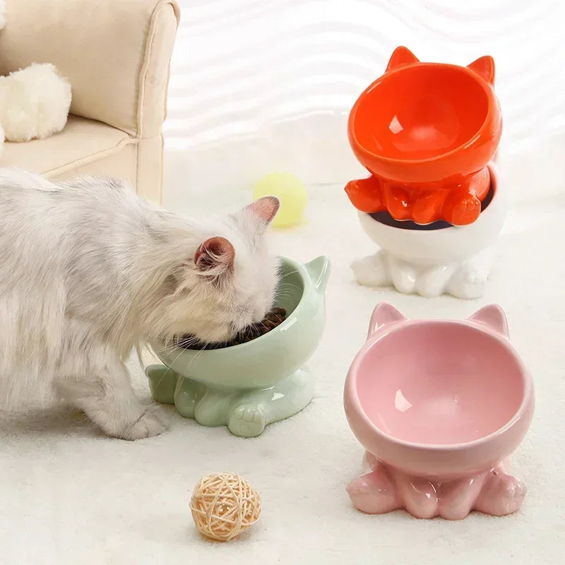 Ceramic Cat Bowl |Elevated Design for Better Posture