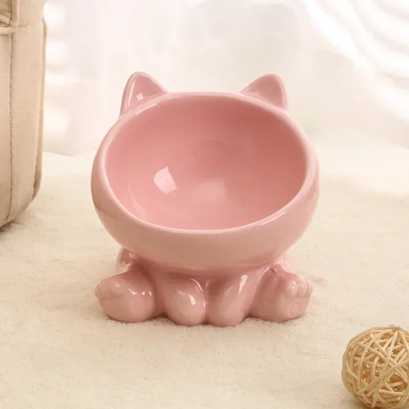 Ceramic Cat Bowl |Elevated Design for Better Posture