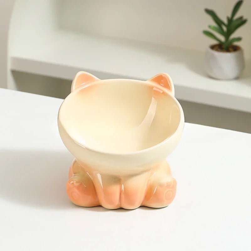 Ceramic Cat Bowl |Elevated Design for Better Posture