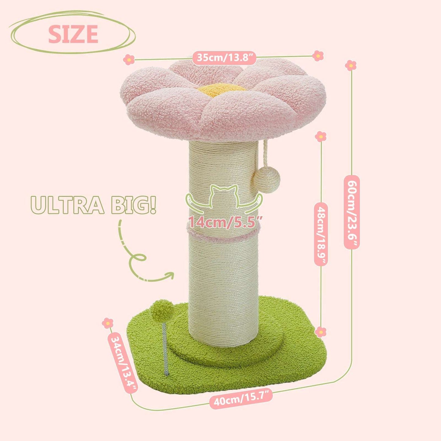 Flower Cat Scratching Post | Adorable & Durable with Sisal Posts