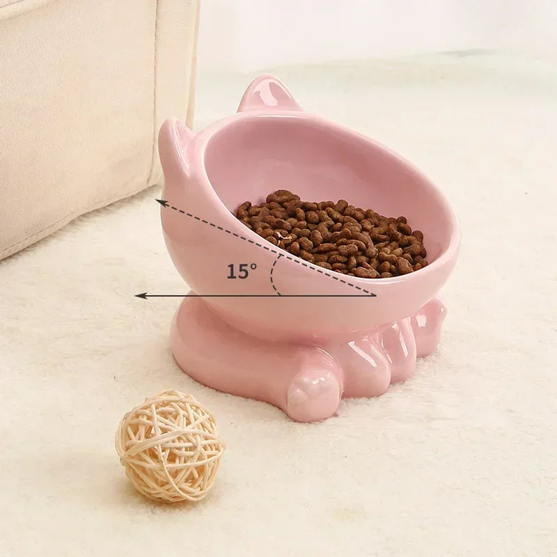 Ceramic Cat Bowl |Elevated Design for Better Posture