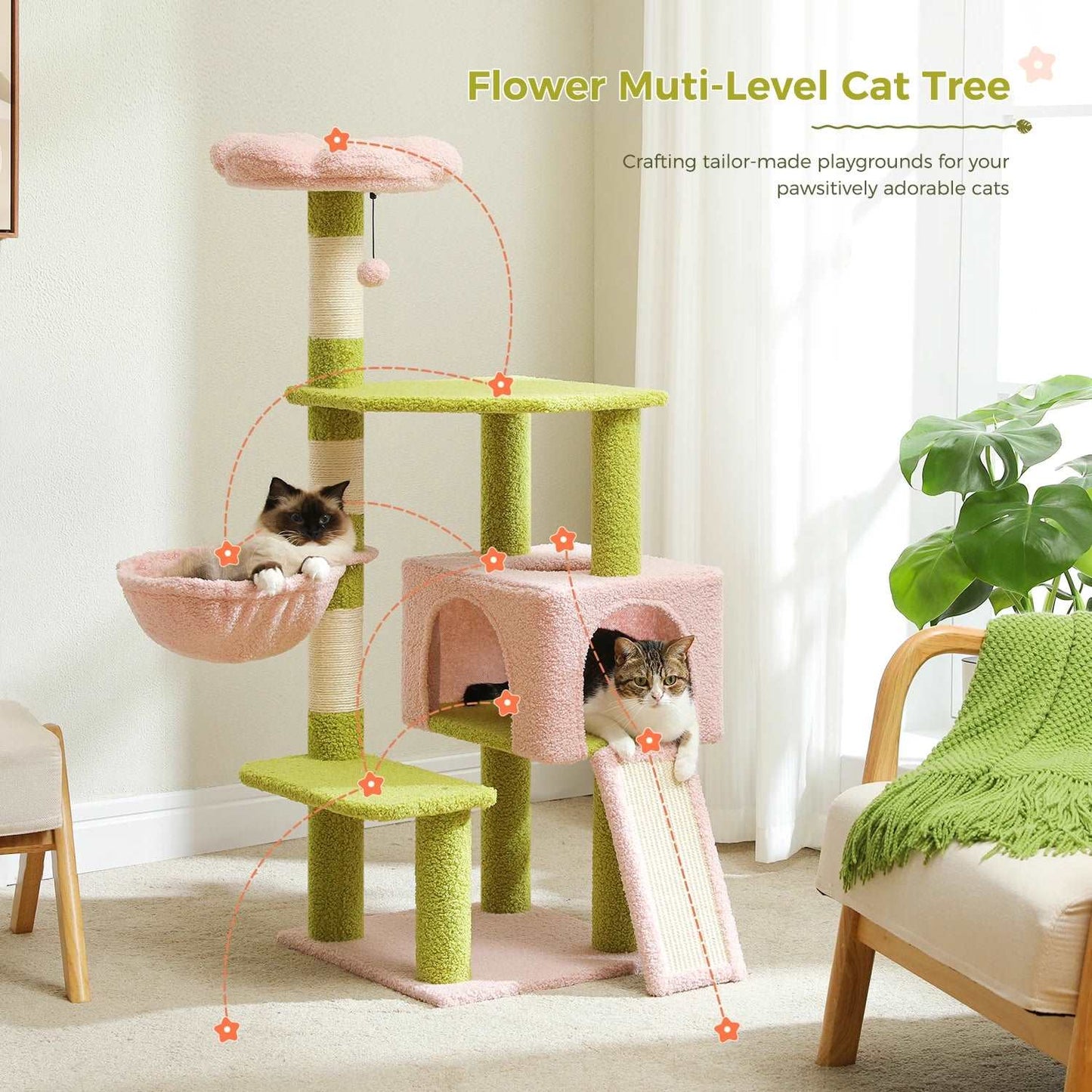 Flower Cat Tree Multi-Level Tower