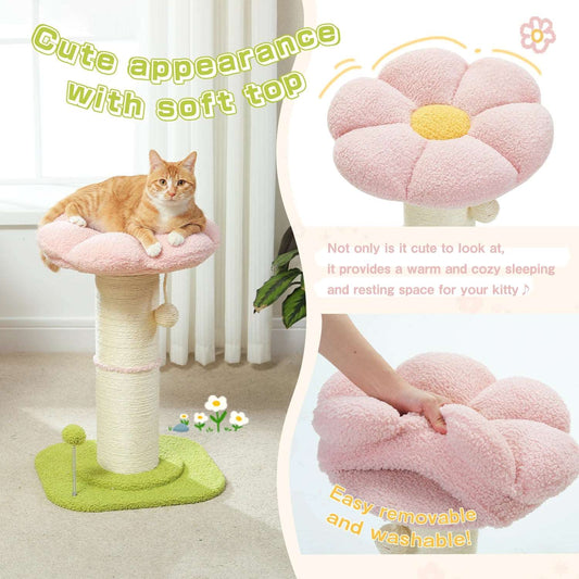 Flower Cat Scratching Post | Adorable & Durable with Sisal Posts