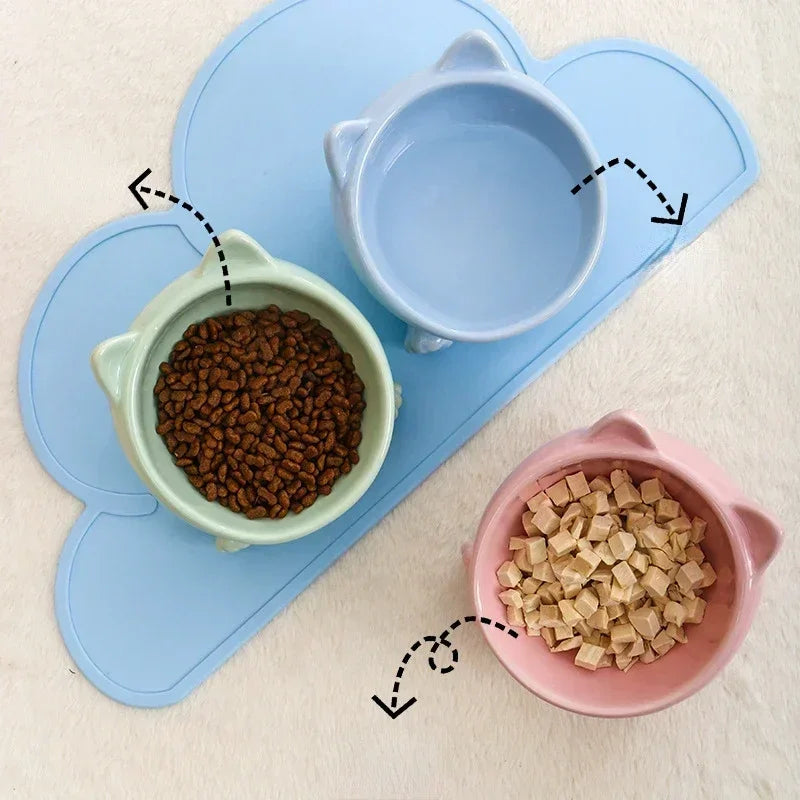 Ceramic Cat Bowl |Elevated Design for Better Posture