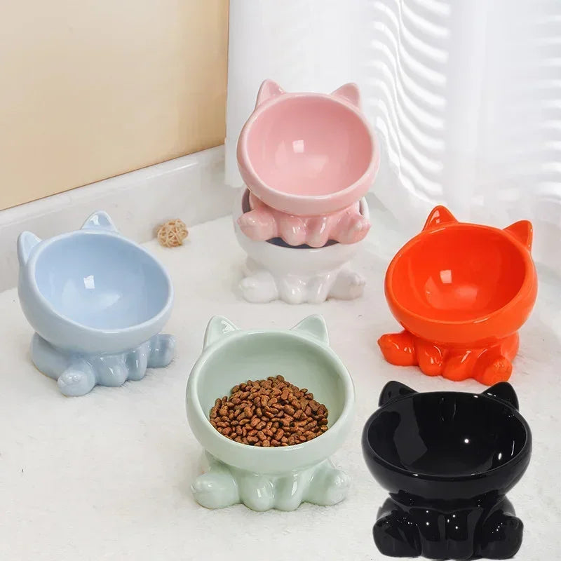 Ceramic Cat Bowl |Elevated Design for Better Posture