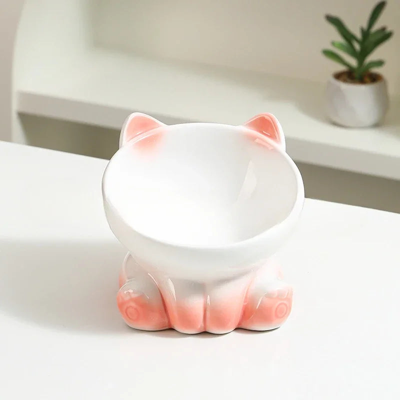 Ceramic Cat Bowl |Elevated Design for Better Posture