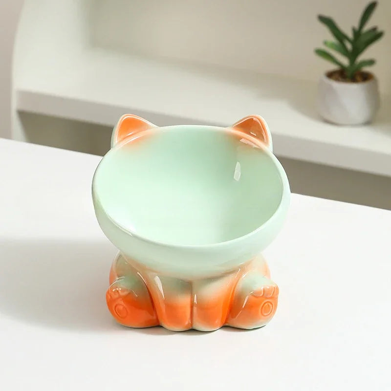 Ceramic Cat Bowl |Elevated Design for Better Posture