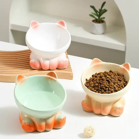 Ceramic Cat Bowl |Elevated Design for Better Posture